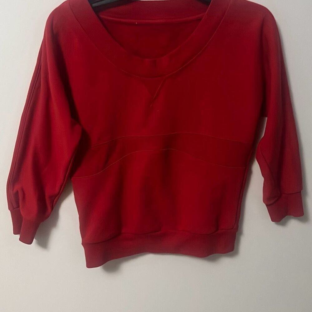 Adidas X Stella McCartney Womens Red Cotton Blend Pullover Sweatshirt Size Small